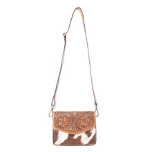 Load image into Gallery viewer, MYRA BRIDLE BLOSSOM HAND TOOLED HAIRON LEATHER BAG IN AMBER CARVE