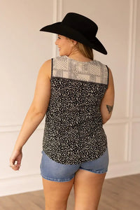 Black and White Leopard Paisley Tank: Black