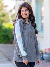 Load image into Gallery viewer, Droppin&#39; Hints Pullover Sherpa, Rainbow: Grey / Medium