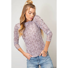 Load image into Gallery viewer, Stylish slim-fitting long sleeve mock neckline tee: MAUVE MIX / M