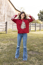 Load image into Gallery viewer, Red Top With Cowhide Tree and Sequin Fringe: Red / X-Small