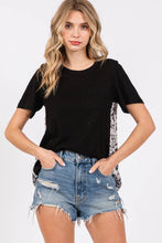 Load image into Gallery viewer, ZT1082 - WOMEN&#39;S SOLID &amp; ANIMAL PRINTED MEDIA TUNIC TOP : Black / S