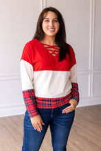 Load image into Gallery viewer, Chic Yuletide Color Block Top: Red / Small