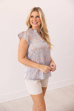 Load image into Gallery viewer, Abstract Blue And Orange Blouse: Blue / S