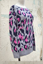 Load image into Gallery viewer, T90472 - WOMEN&#39;S OPEN-BACK LEOPARD PRINT SWEATER: Pink/Grey / S