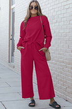 Load image into Gallery viewer, Women&#39;s Full Size Textured Long Sleeve Top and Drawstring Pants Set