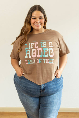 Life is a Rodeo Mom Crop, Tan: Beige / 2XL