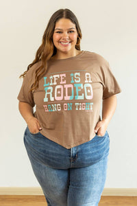 Life is a Rodeo Mom Crop, Tan: Beige / 2XL