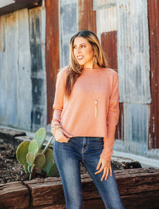 Never Looking Back Sweater in Salmon: Salmon / 3X-Large