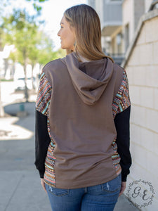 The Chill Ones Pullover Hoodie with Drop Sleeve, Brown: Leopard / Small