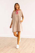 Load image into Gallery viewer, The Kiki Beige Wash Tee Shirt Dress With Pockets: Beige Wash / 2XL/3XL