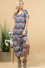 Load image into Gallery viewer, AZTEC PRINT MAXI DRESS: MULTI