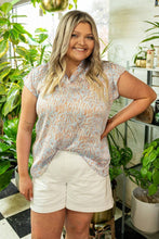 Load image into Gallery viewer, Abstract Blue And Orange Blouse: Blue / S