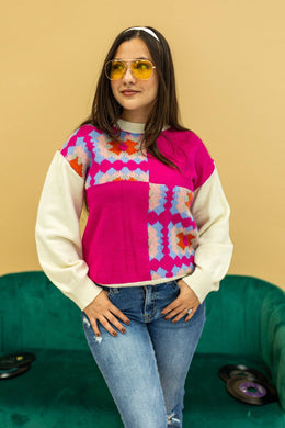 Groovy Granny Square Sweater: Multi / X-Large