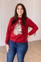 Load image into Gallery viewer, Red Top With Cowhide Tree and Sequin Fringe: Red / X-Small