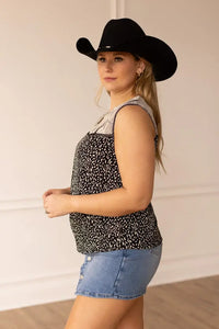 Black and White Leopard Paisley Tank: Black
