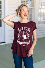 Load image into Gallery viewer, Nash Nights Tee on Maroon Heathered Rodeo Revival: Maroon