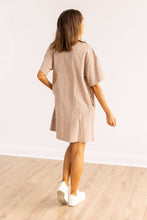 Load image into Gallery viewer, The Kiki Beige Wash Tee Shirt Dress With Pockets: Beige Wash / 2XL/3XL