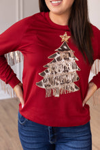 Load image into Gallery viewer, Red Top With Cowhide Tree and Sequin Fringe: Red / X-Small