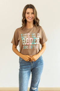Life is a Rodeo Mom Crop, Tan: Beige / 2XL