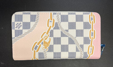 Zip Around Wallet White Grey Check