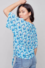 Load image into Gallery viewer, Printed Cotton Gauze Blouse with Side Tie - Azul  Charlie B