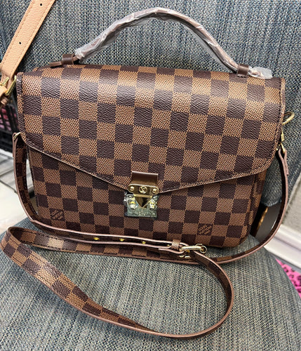 fashion leather brown Checks shoulder bag crossbody bag