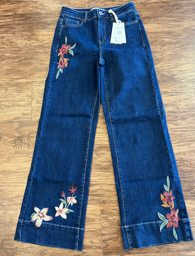 Charlie B Flared Jeans with Floral Embroidery C5448- 431A-007