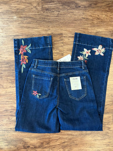 Charlie B Flared Jeans with Floral Embroidery C5448- 431A-007
