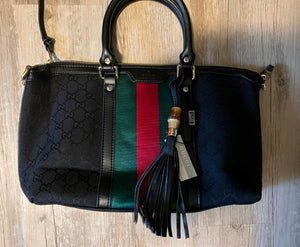 Fashion black leather tote handbag bag