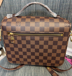 fashion leather brown Checks shoulder bag crossbody bag