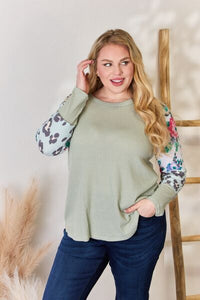 Full Size Printed Round Neck Blouse