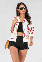 Load image into Gallery viewer, Printed Zip-Up Three-Quarter Sleeve Bomber Jacket