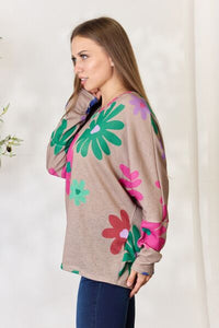 Full Size Floral V-Neck Long Sleeve Top