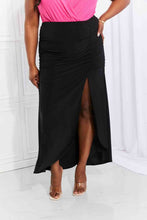 Load image into Gallery viewer, Plus Size Up and Up Ruched Slit Maxi Skirt in Black