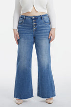 Load image into Gallery viewer, BAYEAS Full Size High Waist Button-Fly Raw Hem Wide Leg Jeans