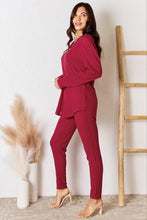 Load image into Gallery viewer, Full Size Notched Long Sleeve Top and Pants Set