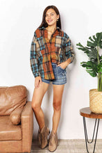Load image into Gallery viewer, women&#39;s Plaid Curved Hem Shirt Jacket with Breast Pockets