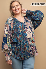 Load image into Gallery viewer, Mixed Print Front Button Long Sleeve Top