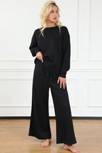 Load image into Gallery viewer, Women&#39;s Full Size Textured Long Sleeve Top and Drawstring Pants Set