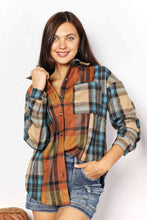 Load image into Gallery viewer, women&#39;s Plaid Curved Hem Shirt Jacket with Breast Pockets