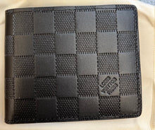 Load image into Gallery viewer, Leather trim fashion wallet black checks  card slots organizer double fold - Sassy Shelby&#39;s