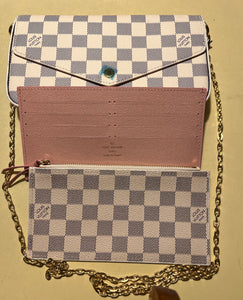 fashion  LV handbag shoulder bag crossbody purse 3pc set white grey check - Sassy Shelby's