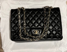 Load image into Gallery viewer, Fashion Leather Black Quilted crossbody shoulder bag handbag tote Large Gold trim - Sassy Shelby&#39;s