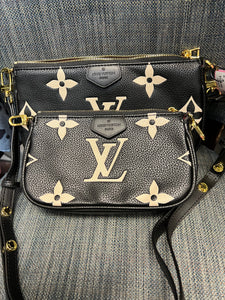 Leather trim Fashion handbag 2pc set  crossbody shoulder bag handbag purse - Sassy Shelby's