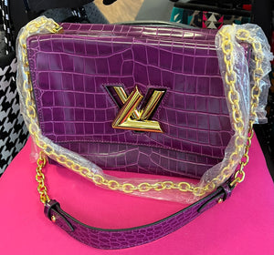 Fashion purple leather twisted L Handbag shoulder bag crossbody - Sassy Shelby's