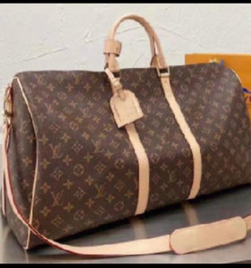 Fashion Leather trim Brown Duffle Bag overnight bag travel bag - Sassy Shelby's