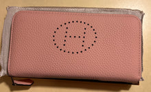 Load image into Gallery viewer, Leather pink H zip wallet checkbook card holder - Sassy Shelby&#39;s