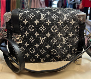 fashion leather trim trunk handbag shoulder bag crossbody purse Black Grey - Sassy Shelby's
