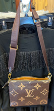 Load image into Gallery viewer, Fashion Leather trim Brown / tan  puffy handbag tote with chain and strap - Sassy Shelby&#39;s